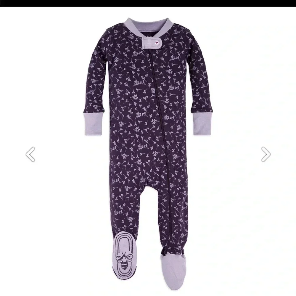 Burt's Bees Baby Girls Pajamas Zip Front Non-slip Footed Pjs 100% Organic Cotton